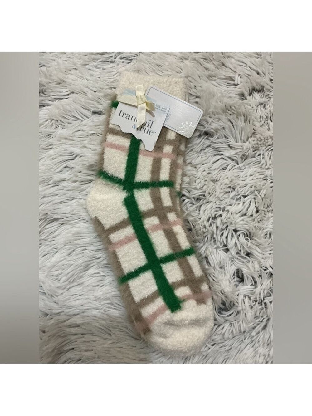 Tranquil & True plaid look lounge socks Womans shoe size 4-10 - Picture 2 of 7